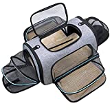 Siivton Pet Carrier Airline Approved, 4 Sides Expandable Cat Carrier Bag with Removable Fleece Pad, Large Soft Sided Pet Travel Carrier, Dog Carrier for Cats, Puppy and Small Dogs