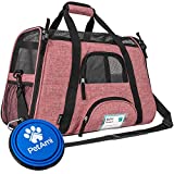 PetAmi Premium Airline Approved Soft-Sided Pet Travel Carrier | Ventilated, Comfortable Design with Safety Features | Ideal for Small to Medium Sized Cats, Dogs, and Pets (Small, Heather White Red)