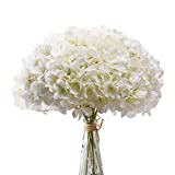 AVIVIHO White Hydrangea Silk Flowers Heads Pack of 10 Ivory White Full Hydrangea Flowers Artificial with Stems for Wedding Home Party Shop Baby Shower Decoration