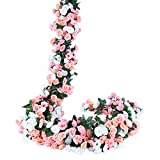 EPLST 3 Pack/17.7 FT(Total) Artificial Flowers Garland Faked Flower Rose Vine Hanging Plant Lifelike Silk Decorative for Wedding Arch Garden Wall Home Party Hotel Office Arrangement Decoration