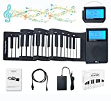 Surnuo Portable Roll Up 88 Keys Piano Keyboard with LCD Display, Digital Electric Hand Roll Piano Keyboard with Rechargeable Battery (88 Keys)