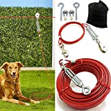 Heavy Duty Aerial Dog Tie Out Trolley System - Dog Run Cable 100ft /75ft /50ft Dog Zipline with 10ft Dog Runner Cable for Yard Camping Durable & Strong Tie Out for Small to Large Dogs Up to 125 lbs