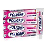 Super Poli-Grip Super Poligrip Original Formula Zinc Free Denture and Partials Adhesive Cream, 4x2.4 ounce