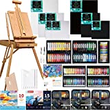MEEDEN 155 Pcs Deluxe Artist Painting Set with French Easel, Art Painting Brushes Set, Paints Tube Set, Painting Pads, Stretched Canvas, Palette Knives for Acrylic, Oil, Watercolor Painting
