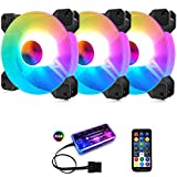 3 Pack RGB Case Fans,PECHAM 120mm Silent Computer Cooling PC Case Fan Addressable RGB Color Changing LED Fan with Remote Control,Music Rhythm Sync & 5V ARGB Motherboard Sync(RGB2)