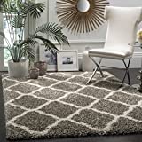 SAFAVIEH Hudson Shag Collection SGH283B Moroccan Trellis Non-Shedding Living Room Bedroom Dining Room Entryway Plush 2-inch Thick Area Rug, 8' x 10', Grey / Ivory