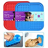 Squff Pets Slow Feed Lick Mat for Boredom and Anxiety Reducer | Pack of 2 Dog Lick Mats | Perfect Mat for Pet Treats, Food & Peanut Butter | Self Sticking Fun Alternative to Slow Feeder Dog Bowl