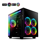 anidees AI Crystal Cube AR V3 Dual Chamber Tempered Glass EATX / ATX PC Gaming Computer Case, Water-Cooling Ready , Steel Structure, w/ 5 RGB PWM Fans / 2 LED Strips - Black AI-CL-Cube-AR3