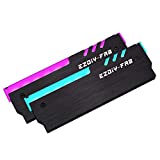 EZDIY-FAB 12V RGB Memory RAM Cooler,RGB DDR Heatsink(Compatible with ASUS Aura Sync,MSI Mystic Light Sync,ASRock Polychrome) Black-2 Pack