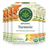 Traditional Medicinals Organic Turmeric with Meadowsweet & Ginger Herbal Tea, Supports A Healthy Response To Inflammation, 16 Tea Bags (Pack Of 6)