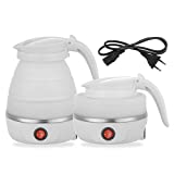 Foldable Portable Kettle | Travel Kettle - Upgraded Food Grade Silicone, 5 Mins Heater To Quickly Foldable Electric Kettle, White 600ML 110V US Plug