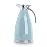 Sumerflos 68 Oz Stainless Steel Coffee Thermal Carafe / Double Walled Vacuum Thermos Insulated / 12 Hour Heat Retention / 2 Liters (Blue)