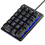 Number Pad, ROTTAY Mechanical USB Wired Numeric Keypad with Blue LED Backlit 22 Key Numpad for Laptop Desktop Computer PC Black (Blue switches)