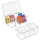 2 Pack Stackable Tea Bag Organizer, Vtopmart Plastic Tea Storage Box for Kitchen Pantry Cabinets and Countertops, Holder for Tea Bags, Coffee, Sugar Packets, Small Packets