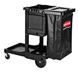 Rubbermaid Commercial Products-1861430, Executive Series Janitorial and Housekeeping Cleaning Cart with Locking Cabinet, Wheeled with Zippered Black Vinyl Bag, Black, 38' x 21.8' x 46'