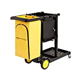 AmazonCommercial Janitorial Cart with Key-Locking Cabinet, Black