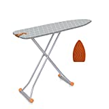 happhom Compact Space Saver Ironing Board with Extra Thick Heavy Duty Padded Cotton Cover, Height Adjustable, Lightweight and Easy Storage with Smart Hanger, for Small Spaces, Laundry Rooms or Dorms
