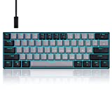 60 Percent Mechanical Gaming Keyboard, Black&Gray Mixed Color Keycaps Gaming Keyboard with Blue Switches, Detachable Type-C Cable Mini Keyboard with Powder Blue Light for Windows/Mac/PC/Laptop