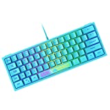 60% Gaming Keyboard Mini Portable with Rainbow RGB Backlight Compact Ergonomic 62 Key Layout 19 Key Anti-ghosting Mechanical Feel Waterproof USB Wired for PC Mac Windows Gamer Laptop Typists(Blue)