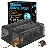 Humane Mouse Trap, Catch and Release Mouse Traps Indoor Outdoor, Easy Set Reusable with Vents No Kill Mouse Traps, Safe for Children, Pets and Humans , Instantly Remove Unwanted Vermin(2 Pack)