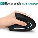 Left Handed Mouse, Lefty Ergonomic Wireless Mouse - Acedada Rechargeable 2.4G Left Hand Vertical Mice with Nano Receiver, 6 Buttons, Less Noise - Black