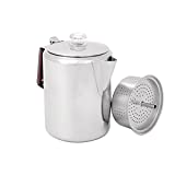 GSI Outdoors Glacier Stainless Steel Percolator Coffee Pot with Silicone Handle for Camping and Backpacking, for Individuals and Groups, Stove Safe