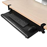 EQEY Keyboard Tray Under Desk, Smoothly Pull Out Keyboard Platform Height Adjustable Clamp Keyboard Tray with Soft Supportive Pad (30 x 10 inch)