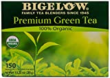 Bigelow Premium 100-Percent Organic Green Tea 150-Count Box, Individually Wrapped Teas
