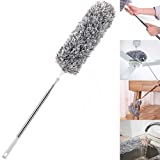HEOATH Microfiber Feather Duster with Extendable Pole, 30-100 inches Extra Long Cobweb Duster for Cleaning, Bendable Head, Non-Scratch, Washable Duster for Ceiling, Fan, Furniture