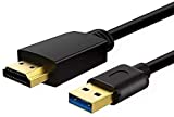 USB to HDMI Adapter Cable for Mac OS Windows 10/8/7/Vista/XP, USB 3.0 to HDMI Male HD 1080P Monitor Display Audio Video Converter Cord 6.6FT