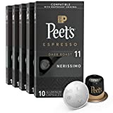 Peet's Coffee Espresso Capsules Nerissimo, Intensity 11, 50 Count Single Cup Coffee Pods Compatible with Nespresso Original Brewers