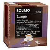 Amazon Brand - Solimo Lungo Capsules 50 CT, Compatible with Nespresso Original Brewers