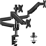 MOUNTUP Triple Monitor Stand Mount - 3 Monitor Desk Mount for Computer Screens Up to 27 inch, Triple Monitor Arm with Gas Spring, Heavy Duty Monitor Stand, Each Arm Holds Up to 17.6 lbs, MU0006