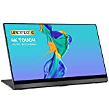 4K Portable Monitor Touchscreen, UPERFECT S Gravity Sensor Automatic Rotate 15.6'' Slimmest 10-Point Touch UHD 3840x2160 Dual USB C Monitor Bracket Integrated & Frameless Bezel Glass HD Laptop Display