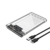 Reletech 2.5' External Hard Drive Enclosure, SATA to USB 3.1 Tool-Free Clear for 2.5 Inch SSD & HDD 9.5mm 7mm External Hard Drive Case Supports UASP SATA