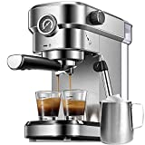 Yabano Espresso Machine, 15 Bar Expresso Coffee Machine with Milk Frother Wand for Cappuccino, Automatic Espresso Latte Maker for Home, Compact Design