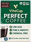 VitaCup Perfect Low Acid Coffee Pods, USDA Organic & Fair Trade, Mycotoxin Free, Dark Roast Guatemala Single Origin, Clean & Pure Recyclable Single Serve Pod compatible w/ Keurig K-Cup Brewers,18 CT
