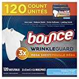 Bounce WrinkleGuard Mega Dryer Sheets Laundry Fabric Softene and Wrinkle Releaser Sheets, Outdoor Fresh Scent, 120 count