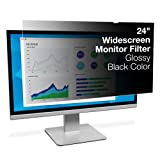 3M Privacy Filter for 24 Inch Widescreen Monitor, Reversable Gloss/Matte, Reduces Blue Light, Screen Protection, 16:9 Aspect Ratio (PF240W9B) , Black