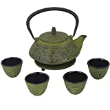 26 oz Japanese Cast Iron Pot Tea Set w/Trivet, Green
