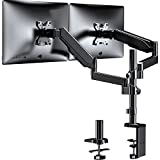 WALI Premium Dual LCD Monitor Desk Mount Fully Adjustable Gas Spring Stand for Display up to 32 inch, GSDM002, (Black)
