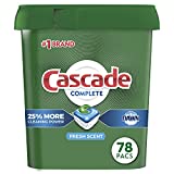Cascade Complete Dishwasher-Pods, ActionPacs Dishwasher Detergent Tabs, Fresh Scent, 78 Count (Packaging May Vary)