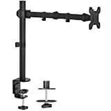 VIVO Single Monitor Desk Mount, Fully Adjustable Monitor Arm Stand with Clamp and Grommet Base, Tilt, Swivel, Rotation - Holds 1 Screen up to 22lbs with VESA 75x75mm or 100x100mm, Black, STAND-V001