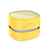 ODISTAR Desktop Vacuum Cleaner, Mini Table dust Sweeper Energy Saving,High Endurance up to 120 mins, Cordless&360º Rotatable Design for Cleaning Hairs,Crumbs,Computer Keyboard,Piano,car(Yellow)