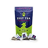 Zest Tea Energy Hot Tea, High Caffeine Blend Natural & Healthy Coffee Substitute, Perfect for Keto, 20 servings (135mg Caffeine each), Compostable Teabags (No Plastic), Pomegranate Mojito Green Tea