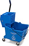 Carlisle 3690414 Commercial Mop Bucket With Side Press Wringer, 35 Quart Capacity, Blue