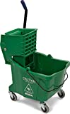Carlisle 3690409 Commercial Mop Bucket With Side Press Wringer, 35 Quart Capacity, Green