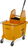 Carlisle 3690504 Commercial Mop Bucket With Down Press Wringer, 35 Quart Capacity, Yellow