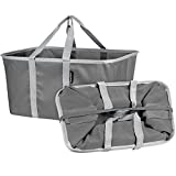 CleverMade Collapsible Fabric Laundry Baskets - Foldable Pop-Up Storage Container Organizer Bags - Large Rectangular Space Saving Clothes Hamper Tote with Carry Handles, Pack of 2, Charcoal