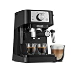 De'Longhi Stilosa Manual Espresso Machine, Latte & Cappuccino Maker, 15 Bar Pump Pressure + Manual Milk Frother Steam Wand, Black / Stainless, EC260BK